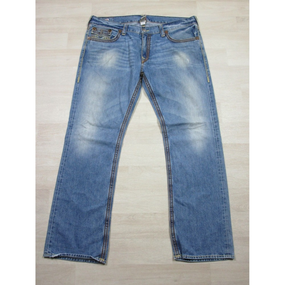 True Religion Men's Designer Jeans - Ricky Big QT USA Straight 43x34 Flap